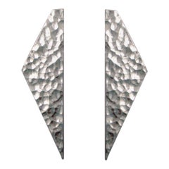 AGMES Sterling Silver Long Textured Sculptural Hand Hammered Abstract Earrings