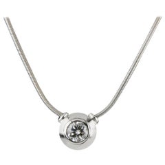 Colgante solitario de diamante de 1,00 quilates Cadena de serpiente de oro de 18 quilates con certificado EGL