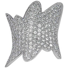Statement Cocktail Diamond Ring Micro Pave Set 18 Karat White Gold
