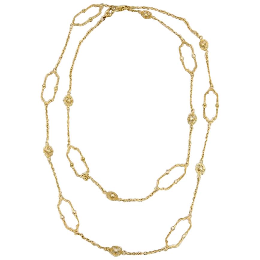 Judith Ripka Diamond Chelsea Link 18 Karat Yellow Gold Necklace