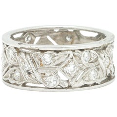 Vintage Diamond Platinum Wide Eternity Band 0.50 Carat, circa 1940s