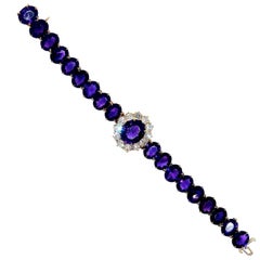 19th Century Rare Siberian Amethyst and Fine Diamond Bracelet