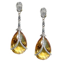 Citrine 40.98 Carat Diamond Earrings