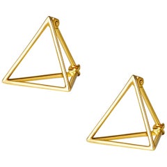 Paar dreieckige Ohrringe aus 18 Karat Gelbgold