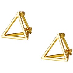 18 Karat Gelbgold Dreieckige Ohrringe Paar