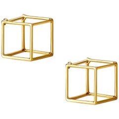 Quadratisches Paar Ohrringe aus 18 Karat Gelbgold