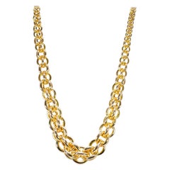Graduated Fancy Open Link Gold 14 Karat Yellow Gold Necklace 38.40 Grams