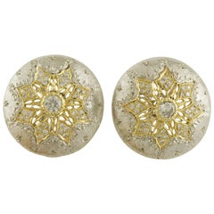 Diamonds White and Yellow Gold Earrings