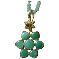 Emma Chapman Chrysoprase Tourmaline Statement Gold Plate Pendant