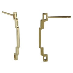 Emer Roberts 18 Karat Gold Slim Art Deco Links Earrings
