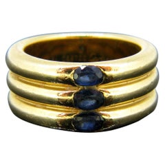 Cartier Ellipse Sapphire Yellow Gold Triple Stack Band Ring