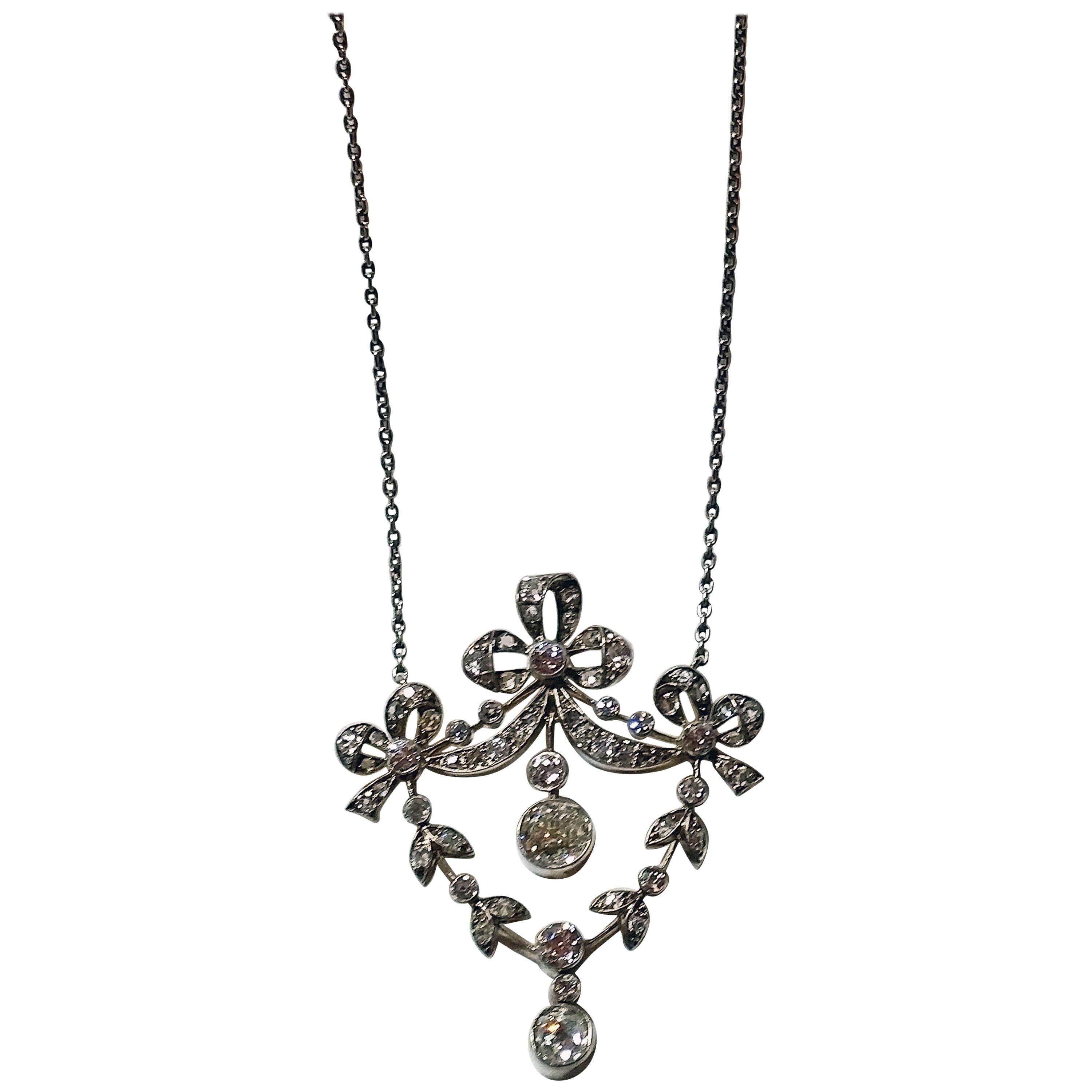 Art Nouveau Necklace Brooch Gold 585 Diamonds ‘3.0 Carat’ by Halder Vienna