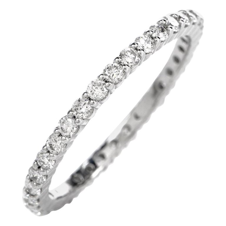 Modern Diamond Platinum Eternity Wedding Band Ring For Sale at 1stDibs