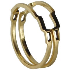 Emer Roberts 18 Karat Gold Slim Art Deco Link Stacking Ring