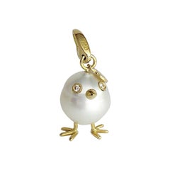 Chick Pearl Diamond 18 Karat Gold Pendant, Necklace or Charm