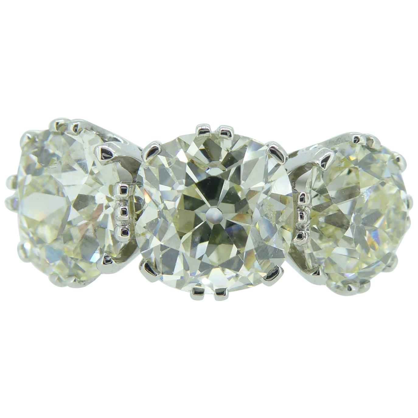 Victorian Old Cut Diamond Ring, 7.39 Carat, Remounted in Platinum Setting