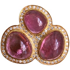 Lauren Harper Bague cocktail en diamants et tourmaline rose de 22,91 carats