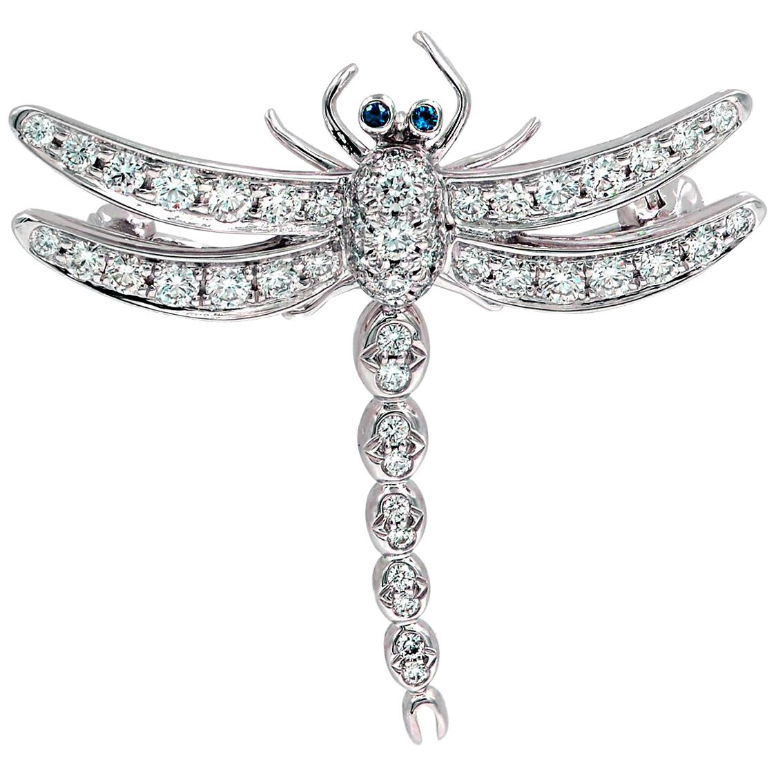 Tiffany & Co. Platinum Diamond Dragonfly Brooch Pendant 0.59 Carat