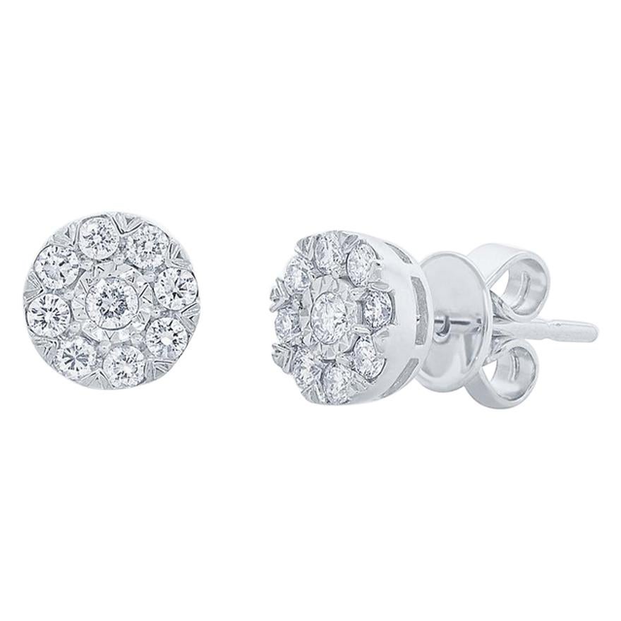 0.28 Carat 14 Karat White Gold Diamond Cluster Stud Earring