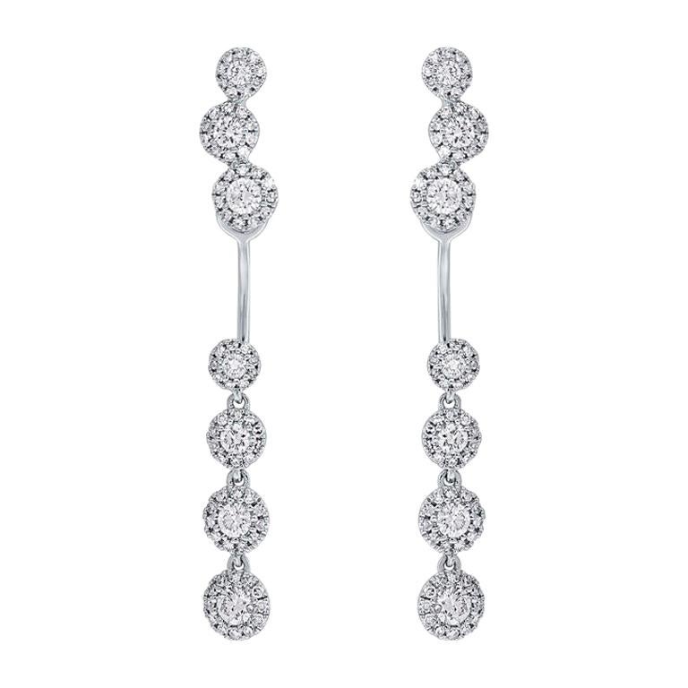 0.94 Carat 14 Karat White Gold Diamond Earring Jacket with Studs