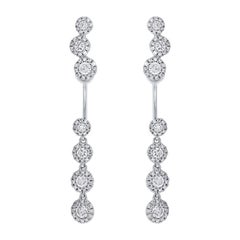 0.94 Carat 14 Karat White Gold Diamond Earring Jacket with Studs