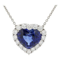 16.86 Carat Heart Shape Sapphire and Diamond Pendant