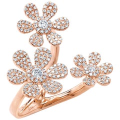 0.62 Carat 14 Karat Rose Gold Diamond Flower Ring