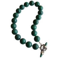 Malachite Choker Necklace with Sterling Malachite Toggle, Monique Necklace