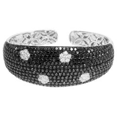 Flexible Diamond Bangle Bracelet 14 Karat White Gold Open Cuff