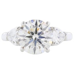 GIA Certifiied 3.23 Carat E/VVS2 Three-Stone Diamond Engagement Ring