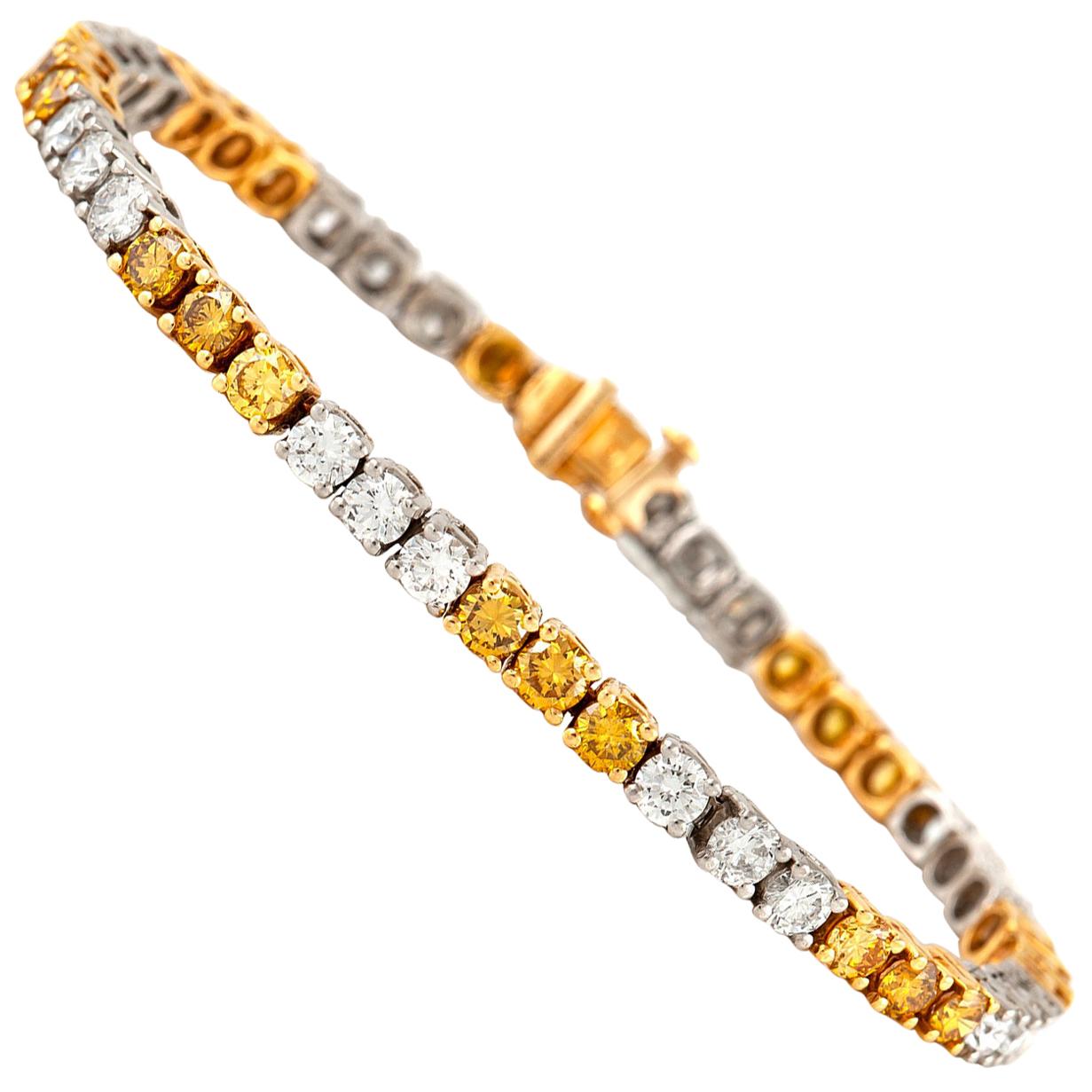 Oscar Heyman Fancy Yellow and White Diamond Bracelet