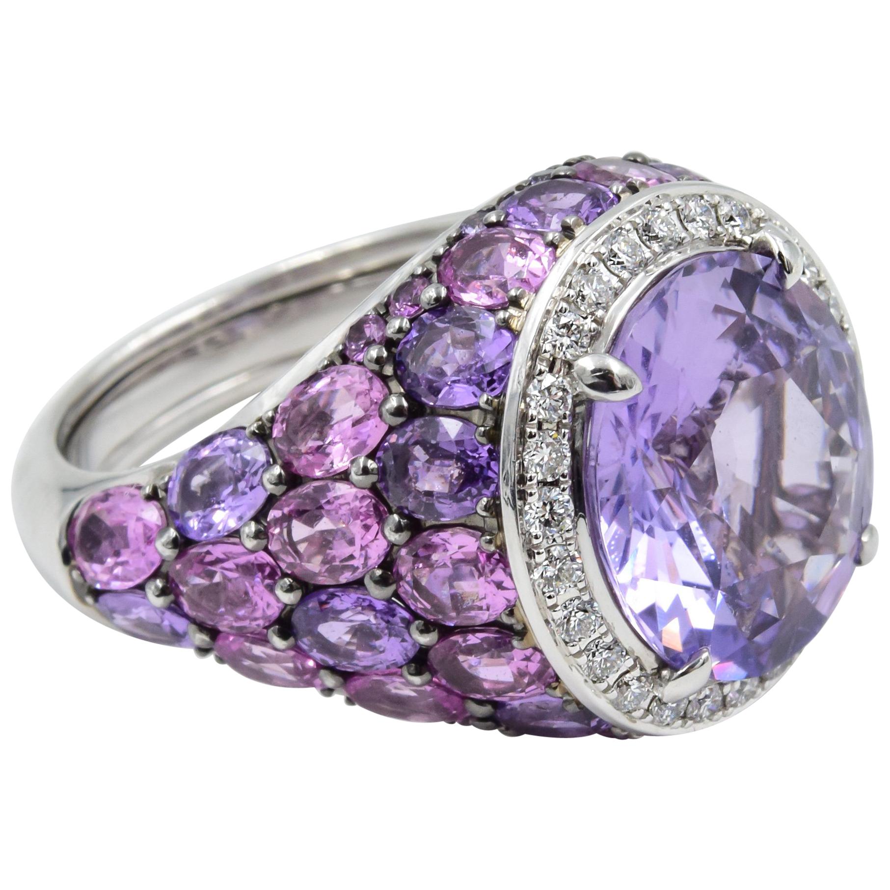 Robert Procop American Glamour Purple and Pink Sapphire Ring in 18 Karat