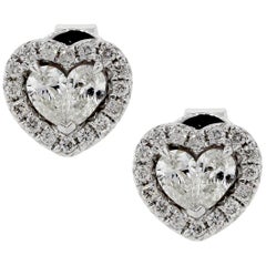 Round Brilliant and Pear shape Diamond Stud Heart Earrings