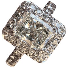 4.0 Carat Approximate, Radiant Halo Diamond Engagement Custom Ring, Ben Dannie