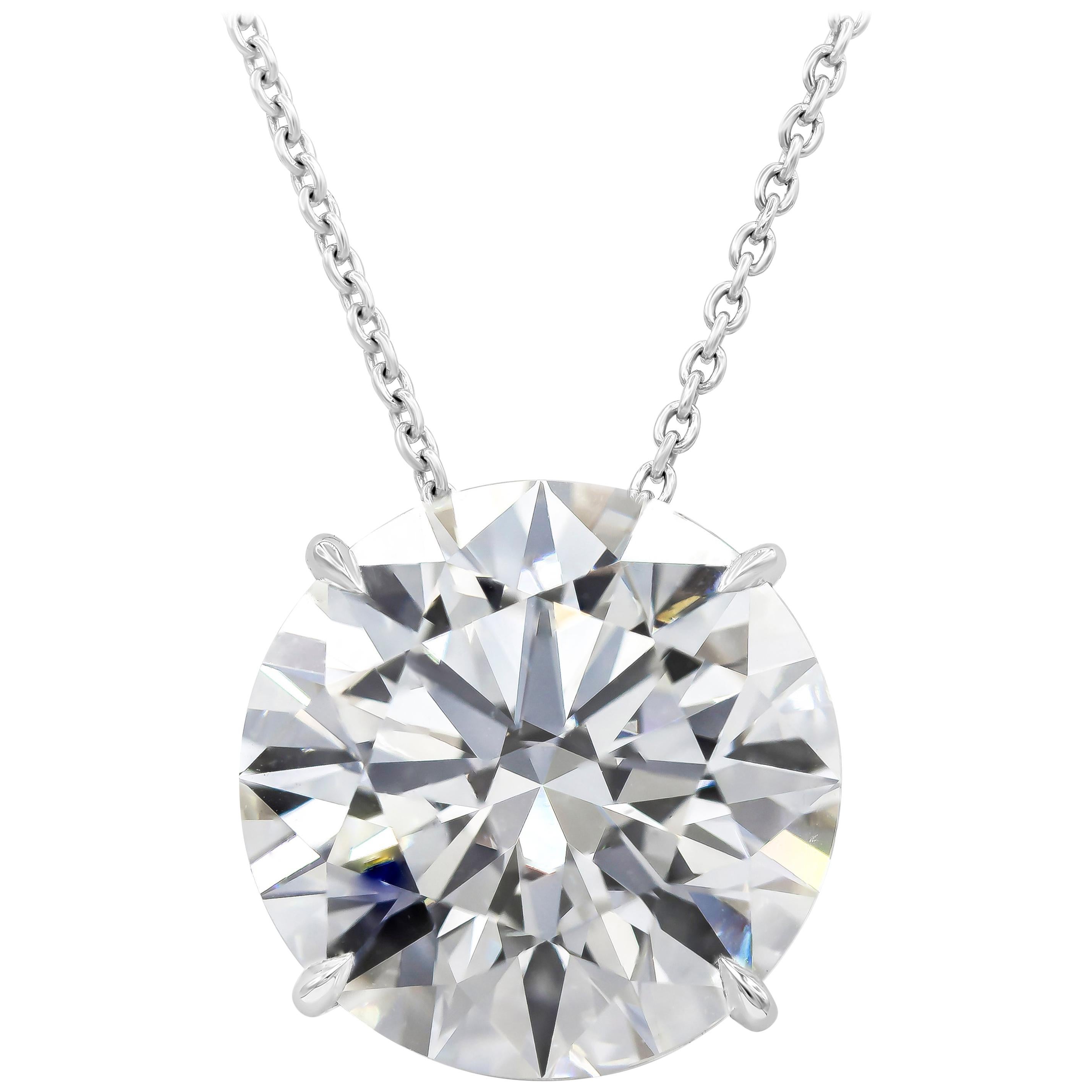 Roman Malakov 10.43 Carat Brilliant Round Diamond Solitaire Pendant Necklace For Sale