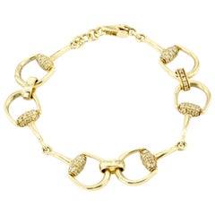Gucci 18 Karat Yellow Gold 1.05 Carat Diamond Horse Bit Bracelet