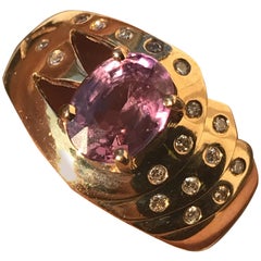1.5 Carat TW Oval Pink Sapphire and Diamond Ring, Ben Dannie