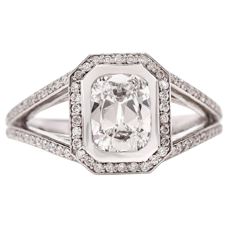 Dover Jewelry D-VS1 GIA Diamond Pave Split Platinum Engagement Ring
