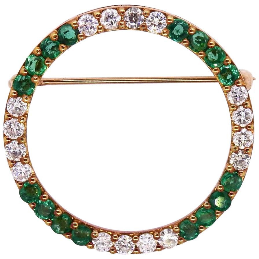 Herbert Rosenthal Midcentury 1950s 2.00 Carat Diamond Emerald Pin Brooch