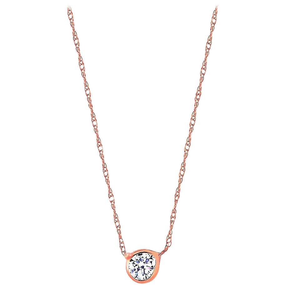 Rose Gold 12-Point Diamond Bezel Set Pendant Necklace