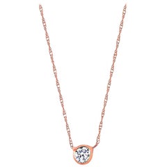 Rose Gold 12-Point Diamond Bezel Set Pendant Necklace