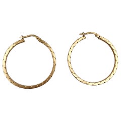 1970s Vintage Gold Hoop Earrings Rope Braided 9 Karat Yellow Gold Hoops