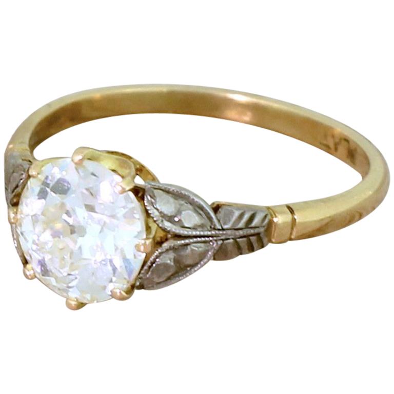 Art Deco 1.57 Carat Old European Cut Diamond Engagement Ring