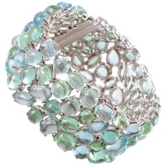 Robert Erich 52.35 Carat Aquamarine 65.13 Carat Tourmaline Diamond Bracelet