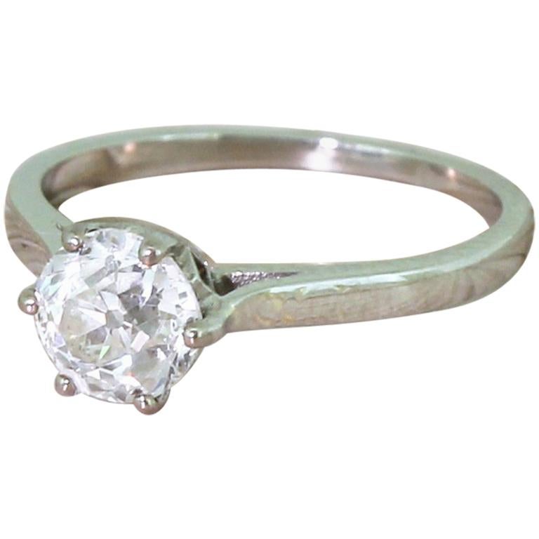 Art Deco 1.01 Carat Old Cut Diamond Platinum Engagement Ring