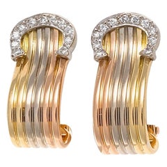 C De Cartier Diamond Gold Earrings