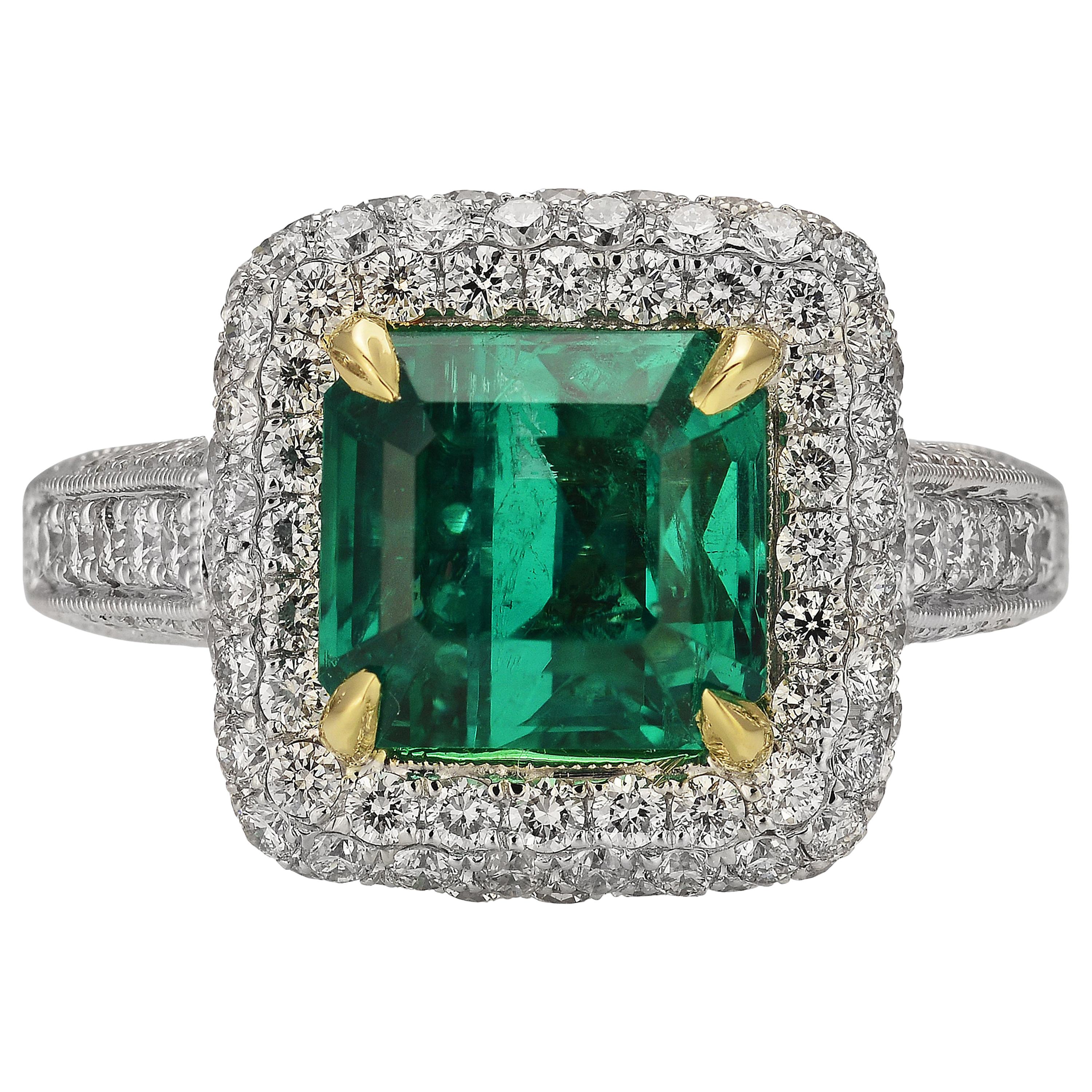 3.13 Carat Colombian Emerald Cocktail Ring