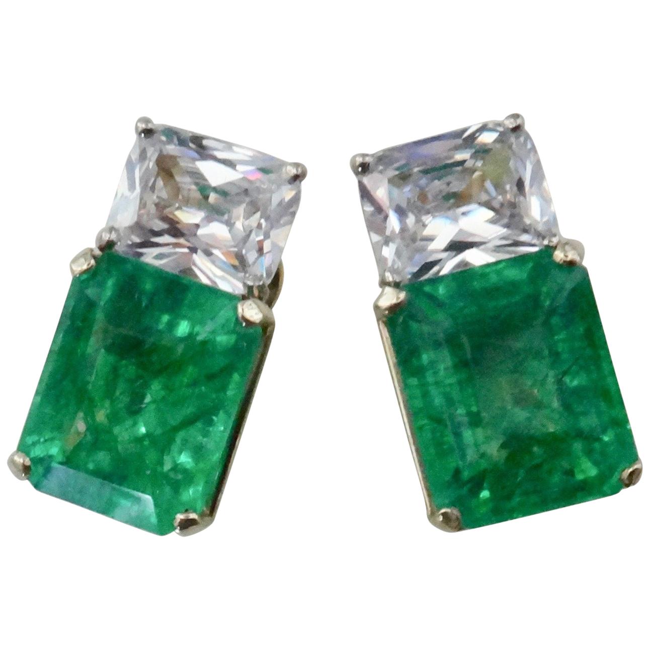 Michael Kneebone African Emerald White Sapphire Earrings