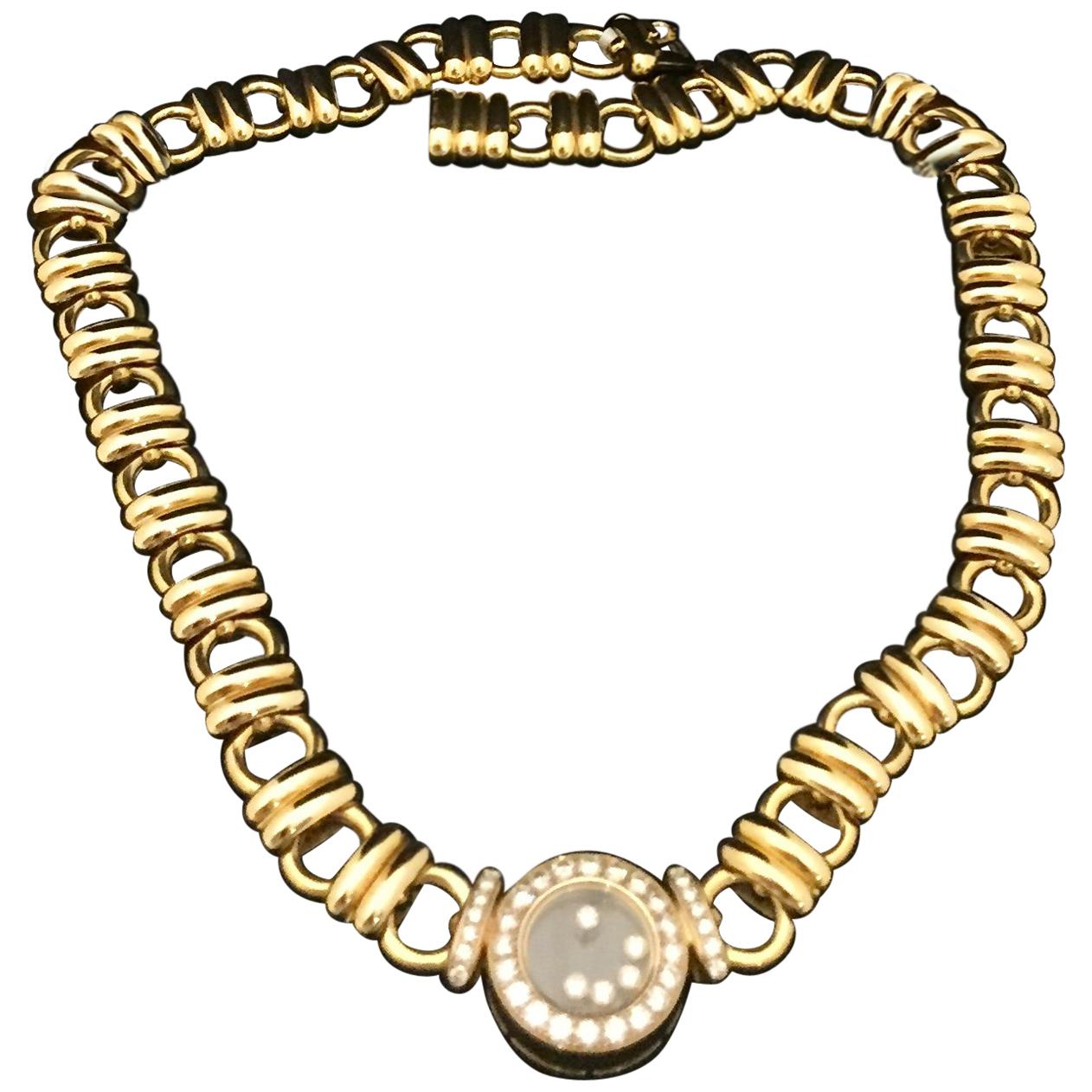 Chopard Happy Diamonds Diamond Yellow Gold Necklace For Sale