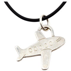 Tiffany & Co Sterling Silver Airplane on Silicone Cord